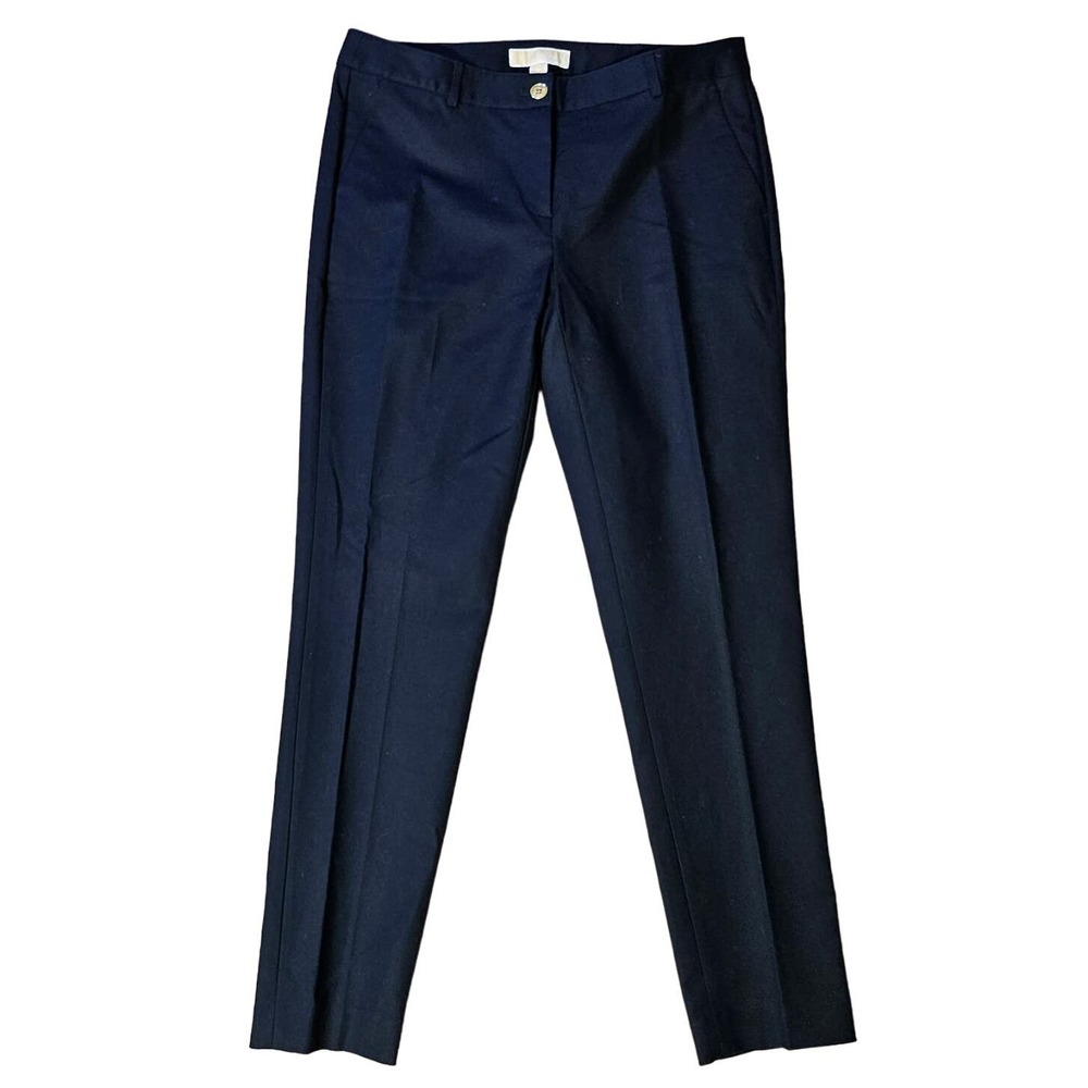 Michael Kors Pleated Straight-Leg Pants dark blue sz 8